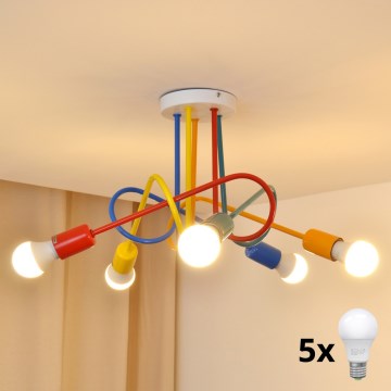 Candeeiro LED integrado de criança OXFORD 5xE27/15W/230V